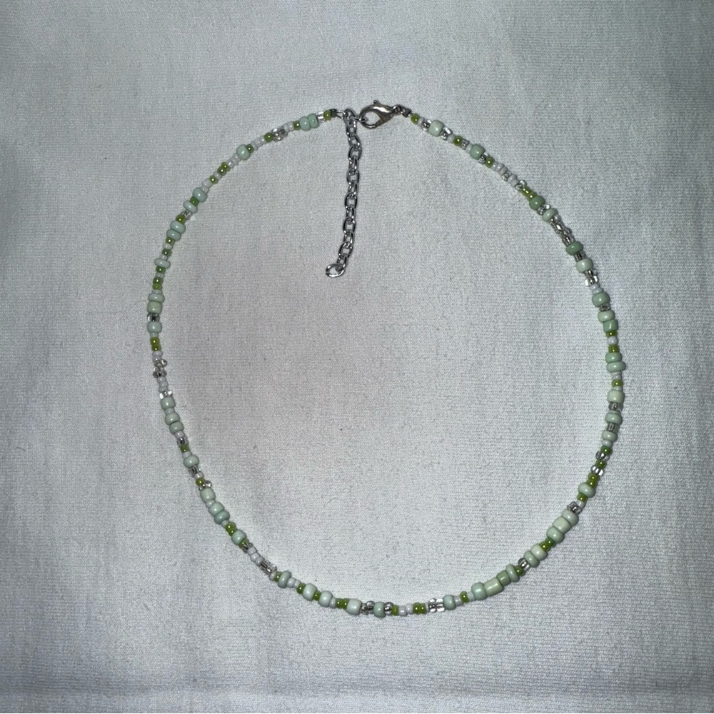 Green Beaded Choker Necklace